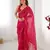 Pink color beads work celebrity style saree with blouse