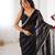 Black color beads work celebrity style saree with blouse