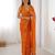 Orange color beads work celebrity style saree with blouse