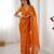 Orange color beads work celebrity style saree with blouse