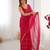 Pink color beads work celebrity style saree with blouse
