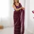 Wine color beads work celebrity style saree with blouse