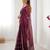 Wine color beads work celebrity style saree with blouse