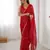 Red color beads work celebrity style saree with blouse