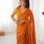 Orange color beads work celebrity style saree with blouse