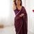 Wine color beads work celebrity style saree with blouse