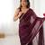 Wine color beads work celebrity style saree with blouse