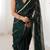 Green color beads work celebrity style saree with blouse