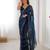 Blue color beads work celebrity style saree with blouse