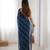 Blue color beads work celebrity style saree with blouse