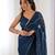 Blue color beads work celebrity style saree with blouse