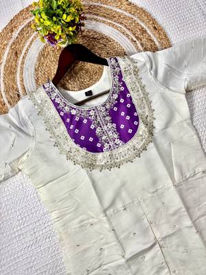 purple silk embroidered kurti palazzo 2