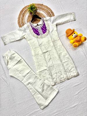 purple silk embroidered kurti palazzo 3
