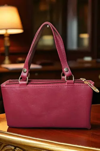 Forever Young Maroon Floral Print Women’s Handbag – Stylish PU Leather Shoulder Bag with Dual Zippers