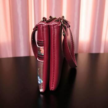 Forever Young Maroon Floral Print Women’s Handbag – Stylish PU Leather Shoulder Bag with Dual Zippers 3