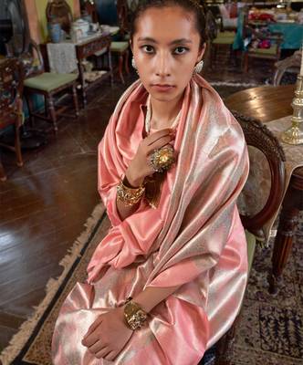 Peach Handwoven Silk Blend Saree | Traditional Party Wear 3