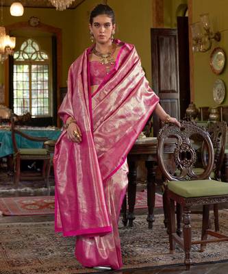 Pink Handwoven Silk Blend Saree | Elegant Festival Saree 2