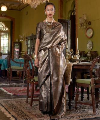 Black Handwoven Silk Blend Saree | Classic Party Wear 1