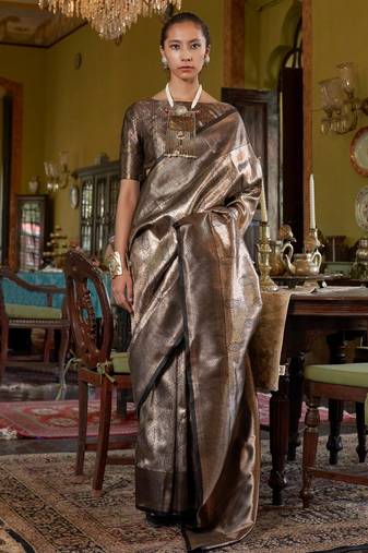 Black Handwoven Silk Blend Saree | Classic Party Wear