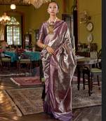 Purple Handwoven Silk Blend Saree | Designer Festive Saree