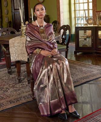 Purple Handwoven Silk Blend Saree | Designer Festive Saree 2