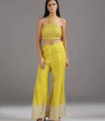 Yellow embroidered silk Co Ord Set