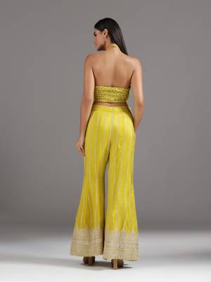 Yellow embroidered silk Co Ord Set 4