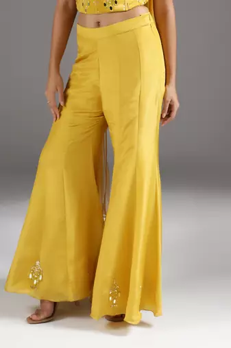 Yellow embroidered net Co Ord Set