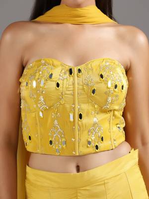 Yellow embroidered net Co Ord Set 5