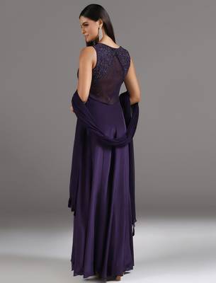 Purple embroidered crepe anarkali 2