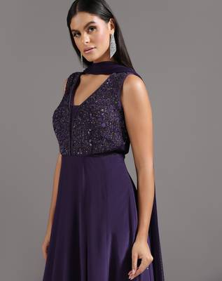 Purple embroidered crepe anarkali 3