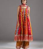 Multicolor printed silk anarkali
