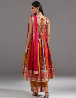 Multicolor printed silk anarkali 3