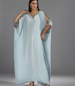 Blue embroidered crepe kaftan