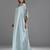 Blue embroidered crepe kaftan