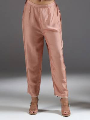 Peach plain silk kurta set 2