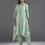 Green plain silk kurta set