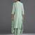 Green plain silk kurta set