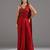 Red plain georgette saree with embroidered blouse