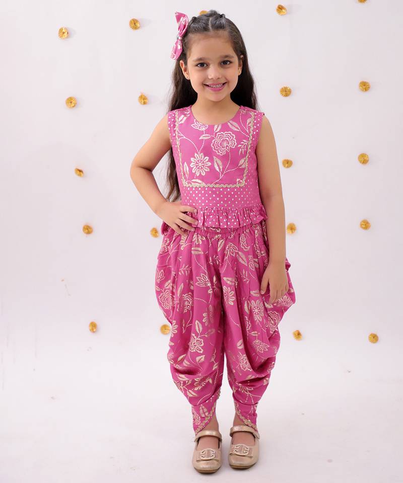 Pink printed rayon co ord set