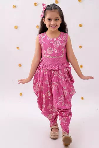 Pink printed rayon co ord set