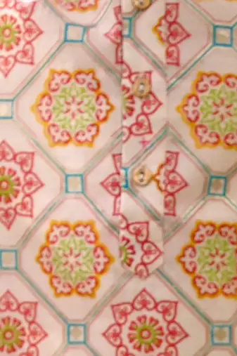 Off white printed silk kurta set