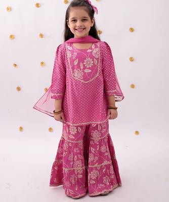 Pink printed rayon sharara 1
