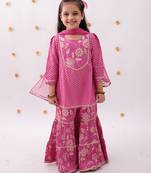 Pink printed rayon sharara