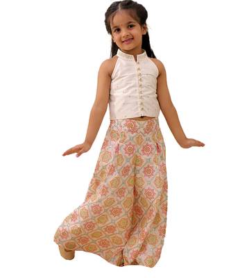 Off white printed silk co ord set 1