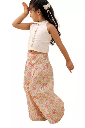 Off white printed silk co ord set