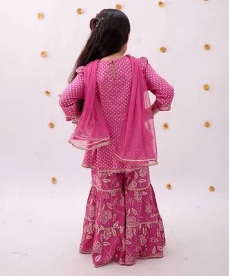 Pink printed rayon sharara 3