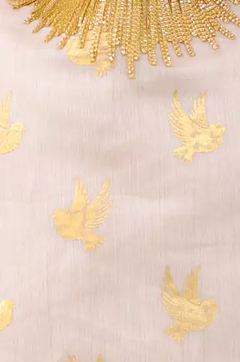 Off white printed chanderi kurta set