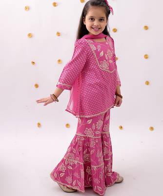 Pink printed rayon sharara 4