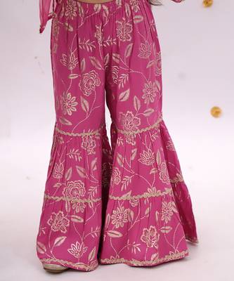 Pink printed rayon sharara 5